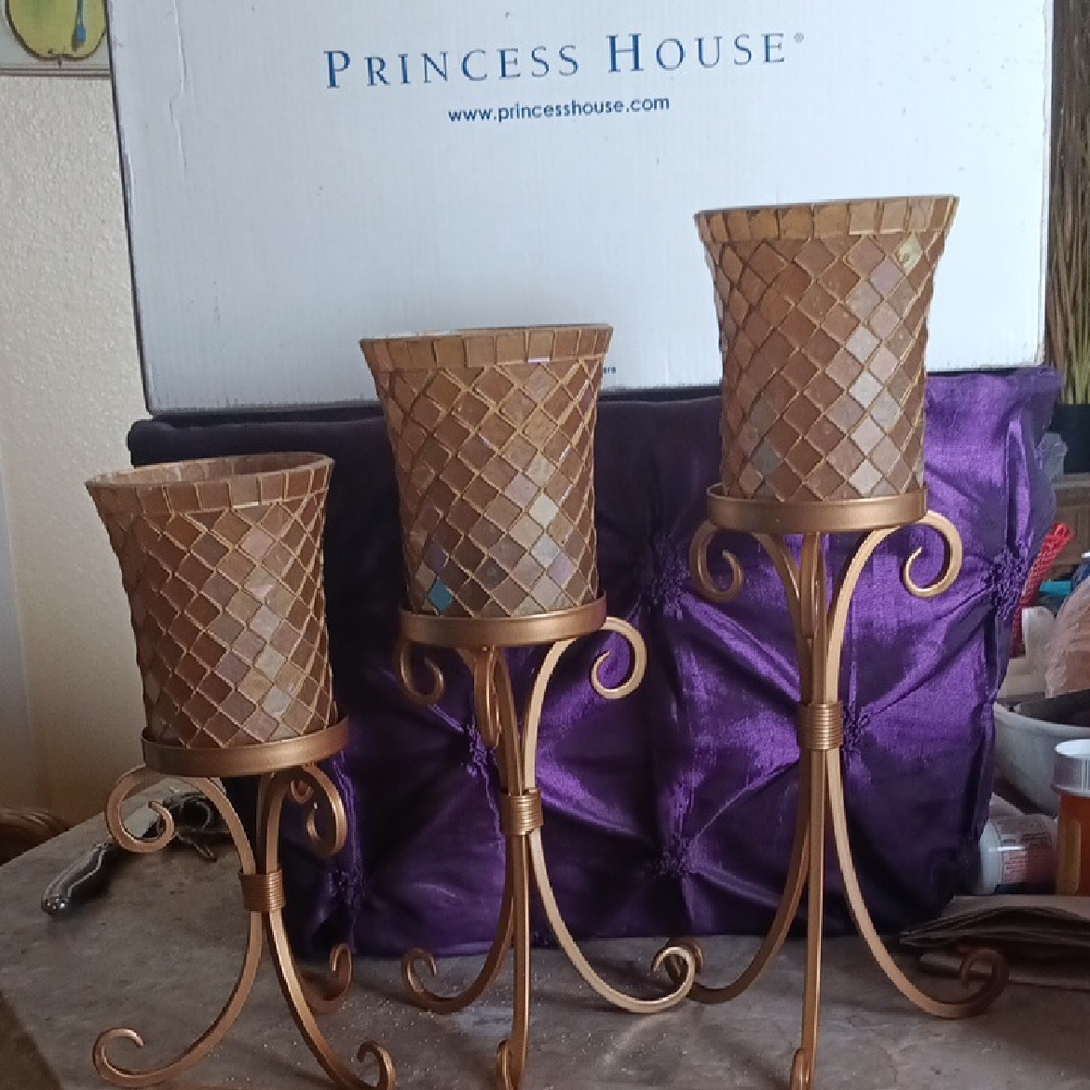 Princess House Gold Candle Holders